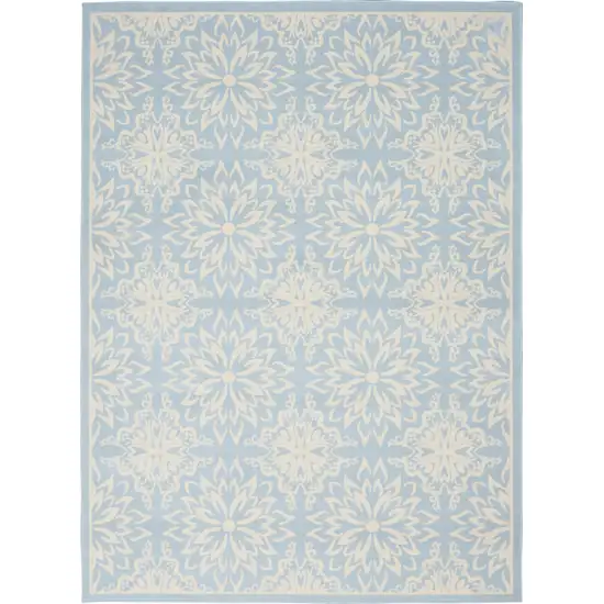 Light Blue Floral Power Loom Area Rug Photo 8