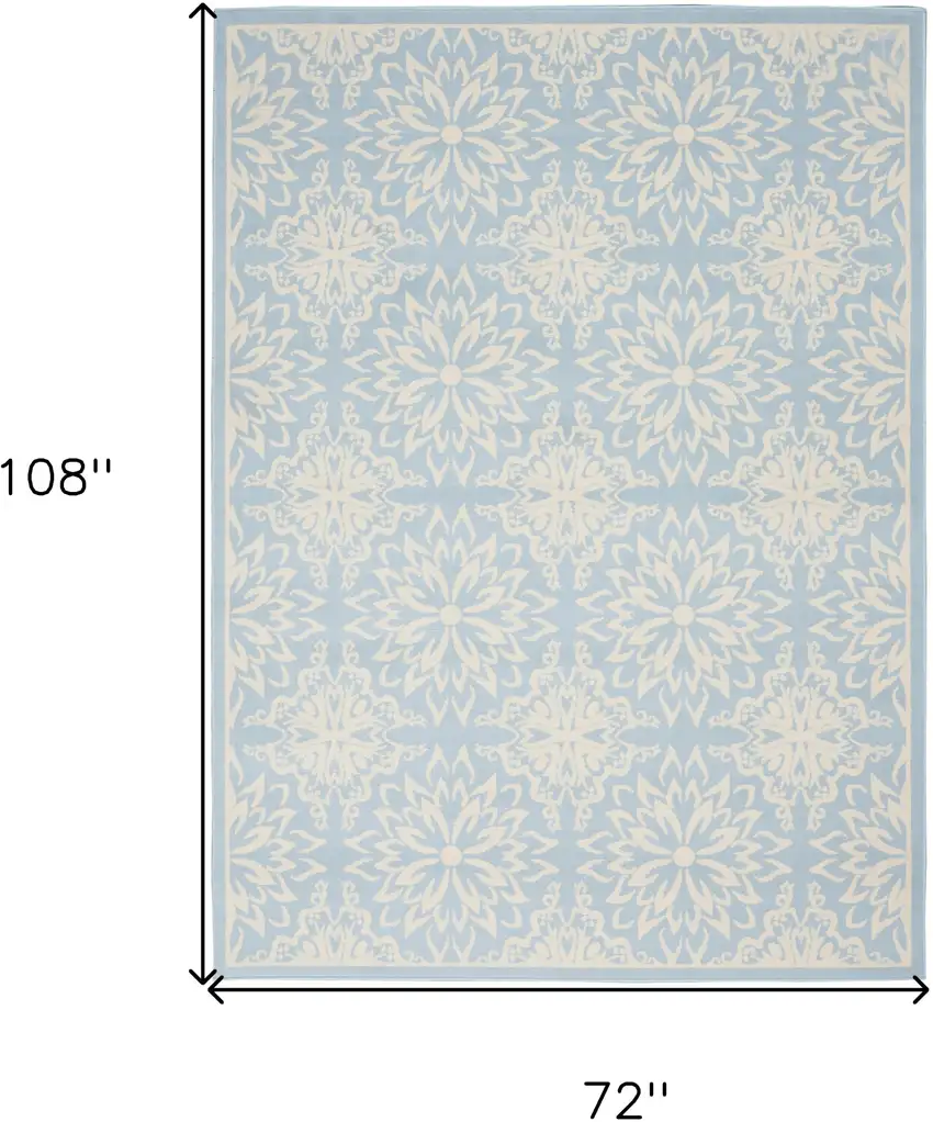Light Blue Floral Power Loom Area Rug Photo 8
