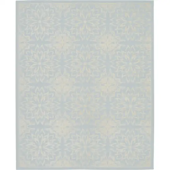 Light Blue Floral Power Loom Area Rug Photo 9