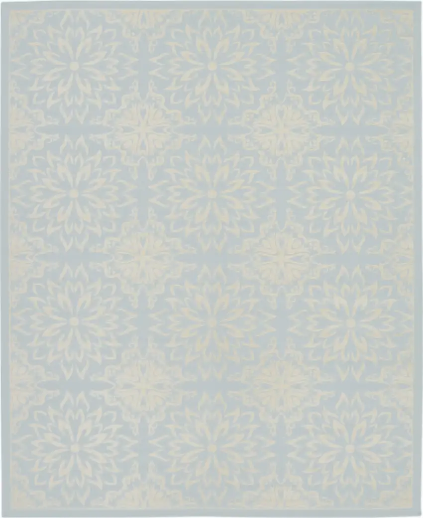 Light Blue Floral Power Loom Area Rug Photo 9