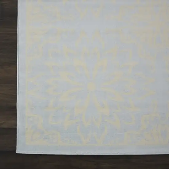 Light Blue Floral Power Loom Area Rug Photo 4