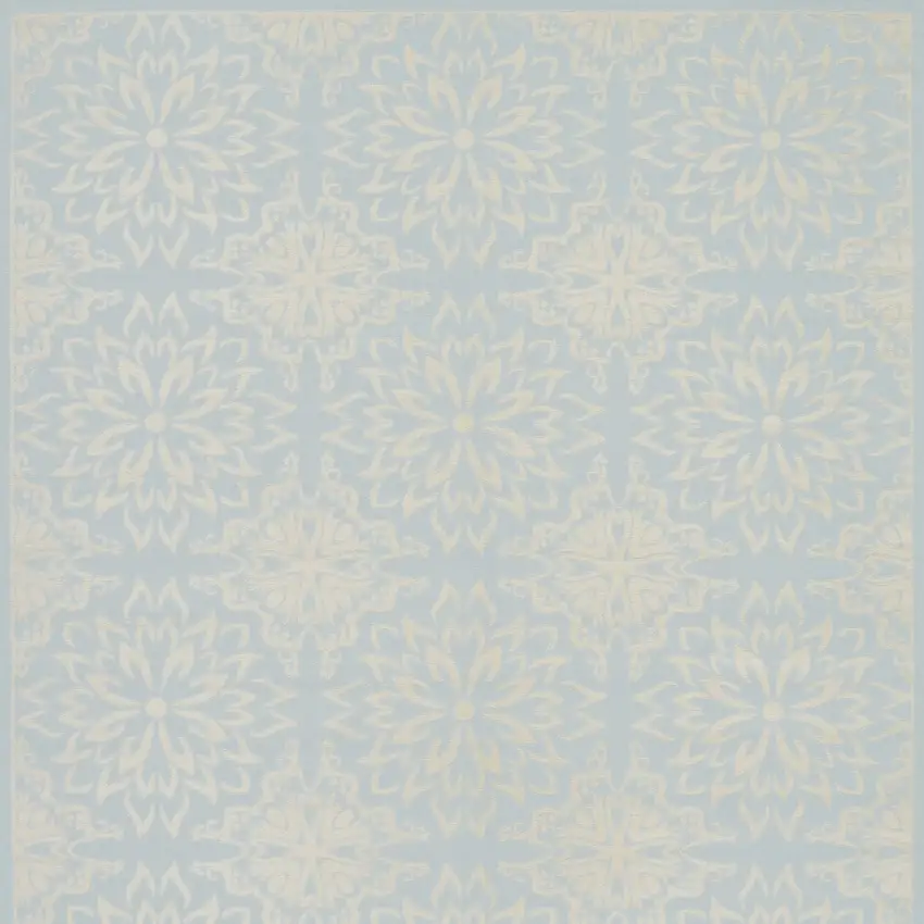 Light Blue Floral Power Loom Area Rug Photo 5