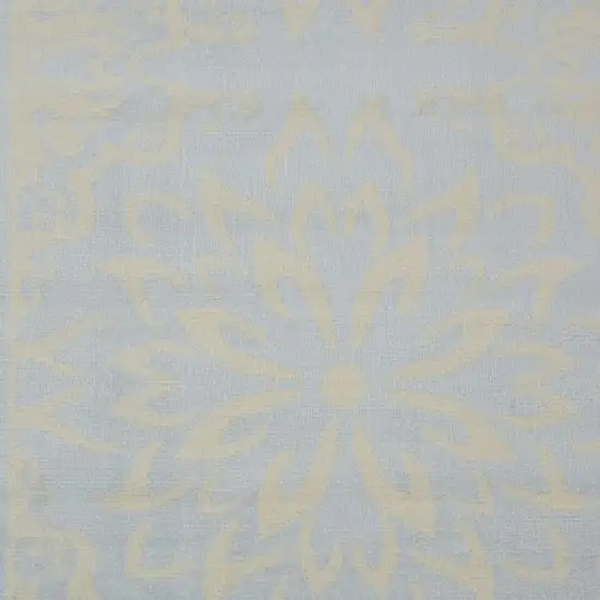 Light Blue Floral Power Loom Area Rug Photo 1