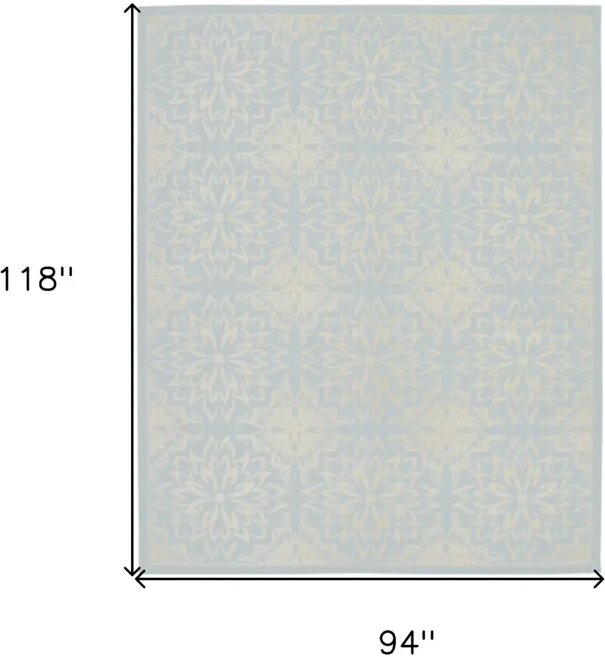 Light Blue Floral Power Loom Area Rug Photo 5