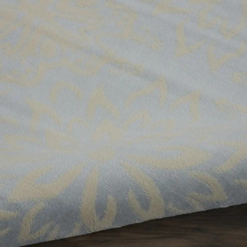 Light Blue Floral Power Loom Area Rug Photo 7