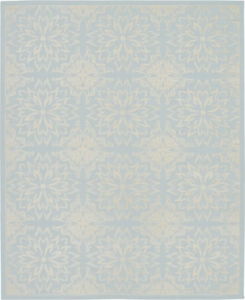 Light Blue Floral Power Loom Area Rug Photo 8
