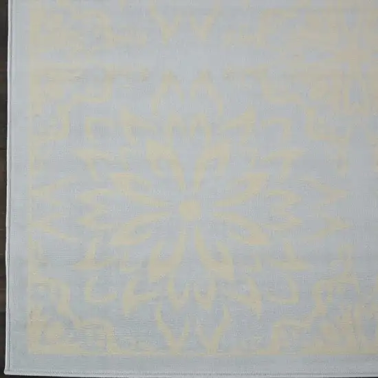 Light Blue Floral Power Loom Area Rug Photo 3