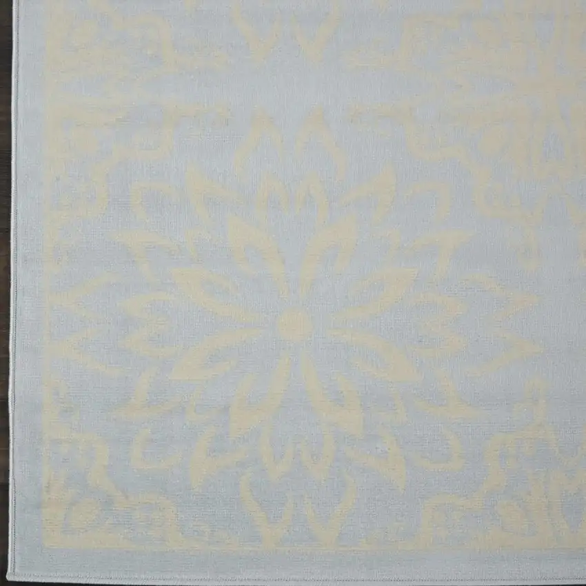 Light Blue Floral Power Loom Area Rug Photo 3