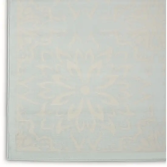 Light Blue Floral Power Loom Area Rug Photo 8