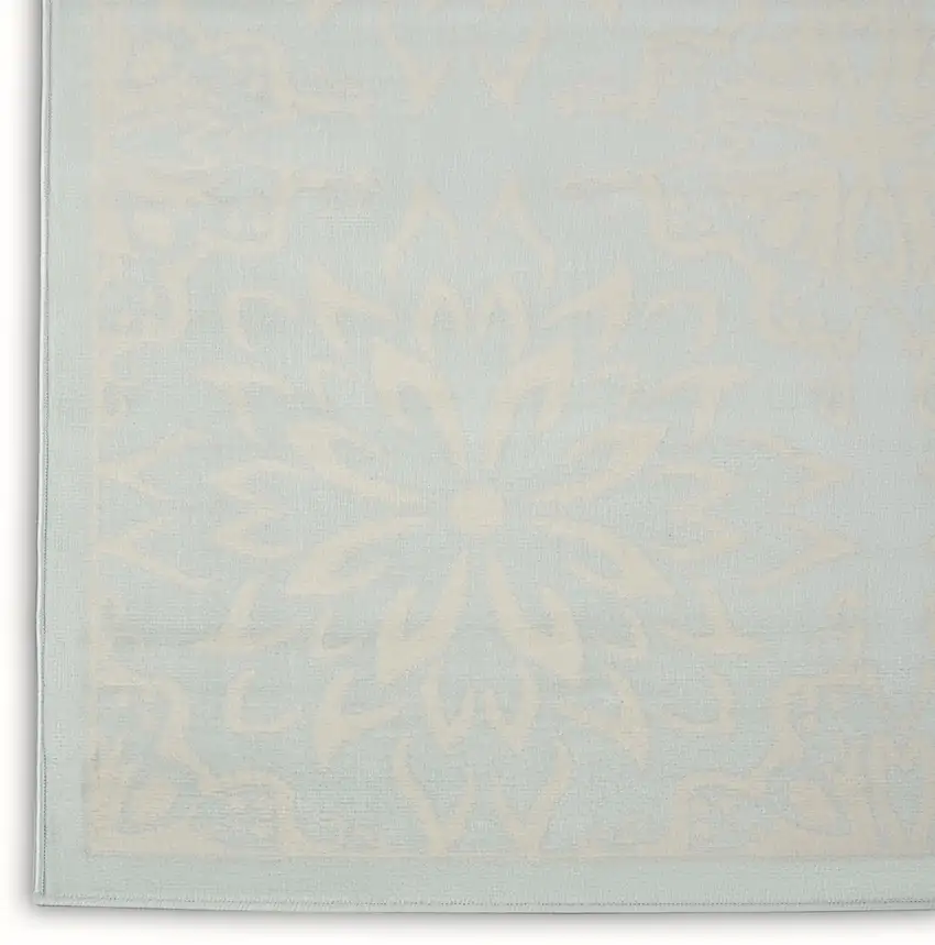 Light Blue Floral Power Loom Area Rug Photo 8