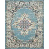 Photo of Light Blue Floral Power Loom Area Rug