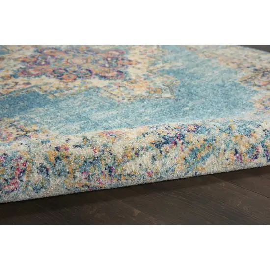 Light Blue Floral Power Loom Area Rug Photo 9