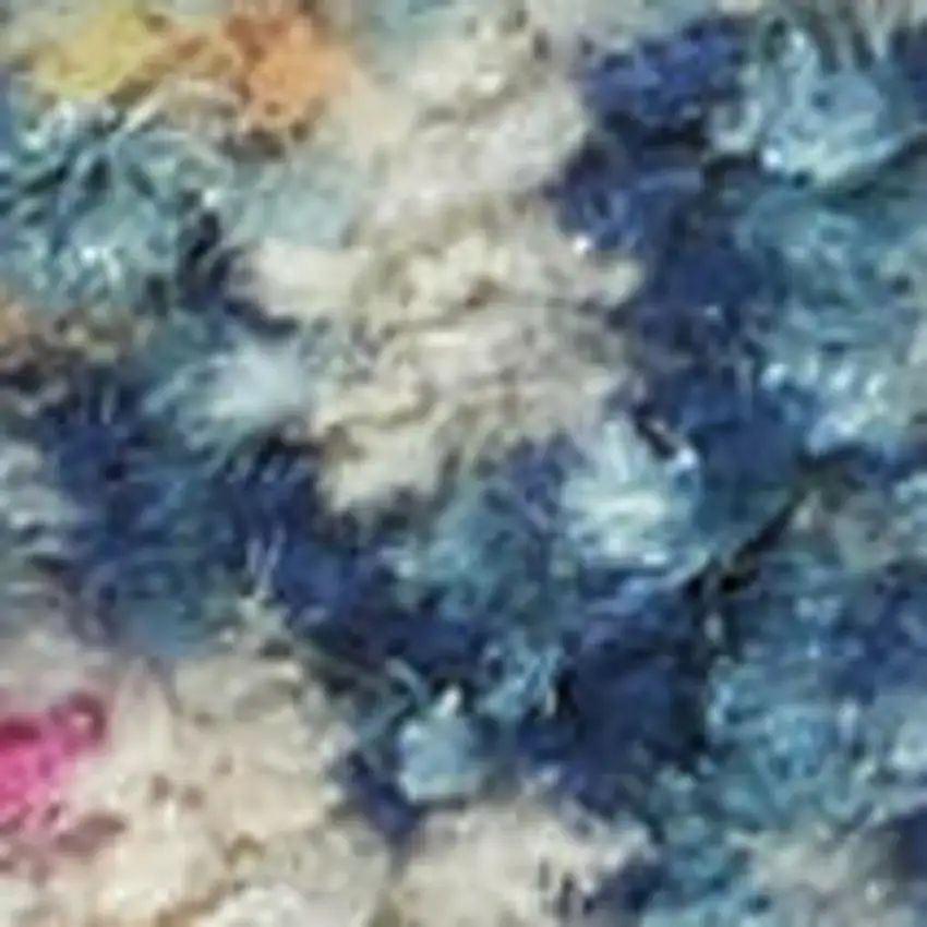 Light Blue Floral Power Loom Area Rug Photo 3