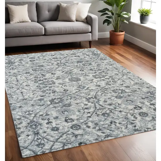Charcoal And Ivory Floral Area Rug Photo 1