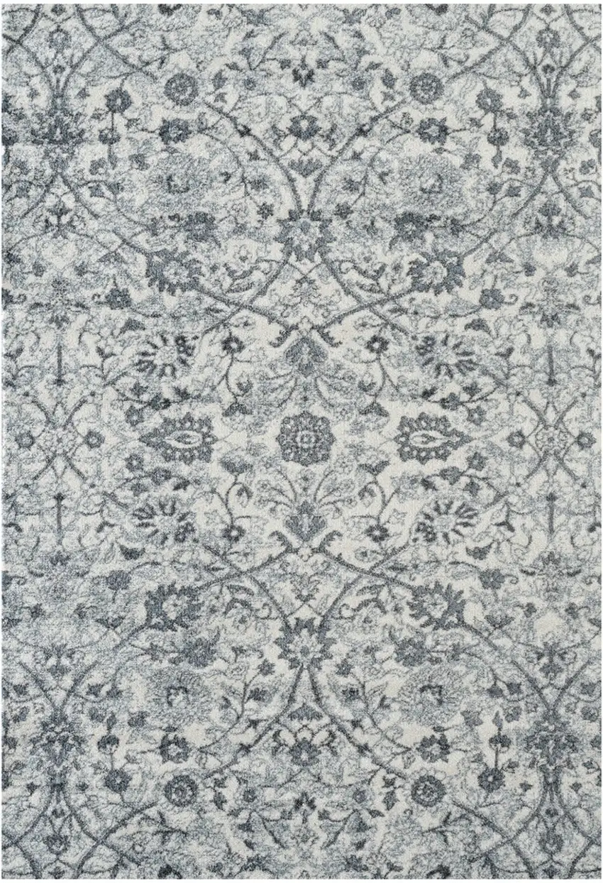 Light Blue Floral Power Loom Area Rug Photo 1