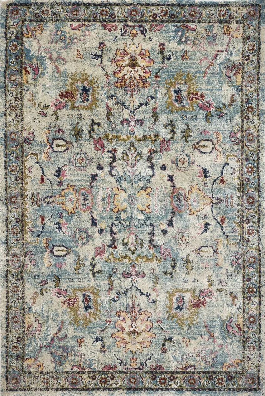 Light Blue Floral Vines Area Rug Photo 1