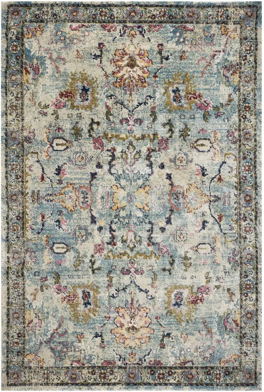 Light Blue Floral Vines Area Rug Photo 1