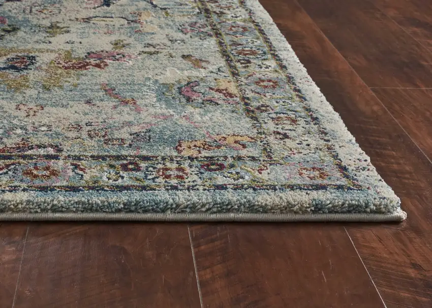 Light Blue Floral Vines Area Rug Photo 4
