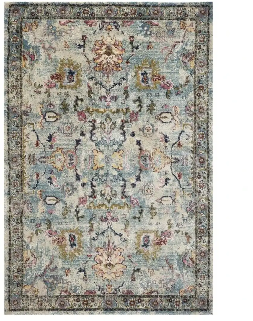 Light Blue Floral Vines Area Rug Photo 4