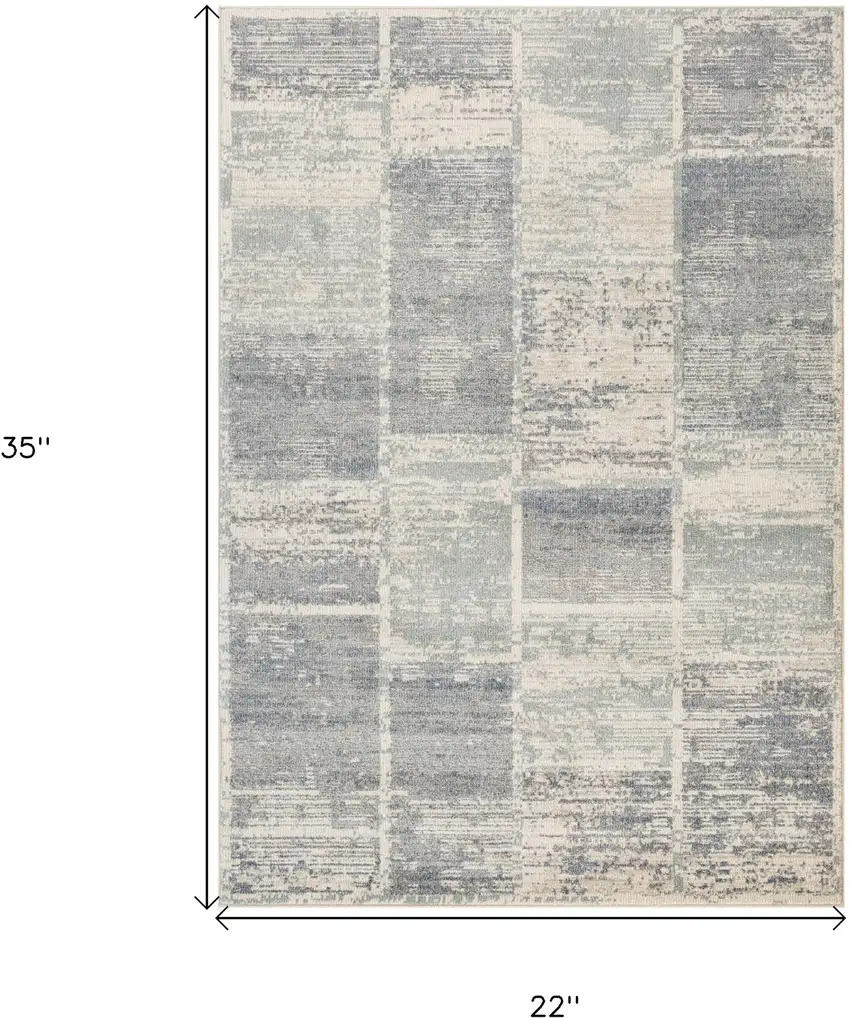 Light Blue Geometric Power Loom Area Rug With Fringe Photo 6