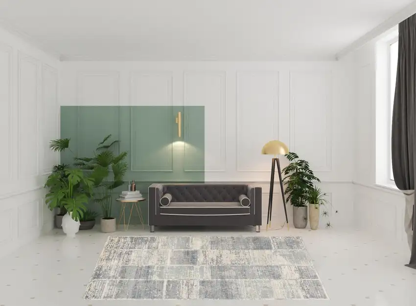 Light Blue Geometric Power Loom Area Rug With Fringe Photo 2