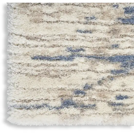Light Blue Gray and Beige Abstract Shag Area Rug Photo 9