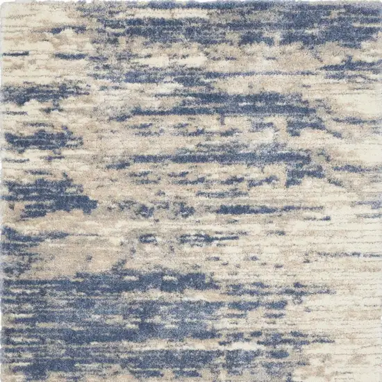Light Blue Gray and Beige Abstract Shag Area Rug Photo 7