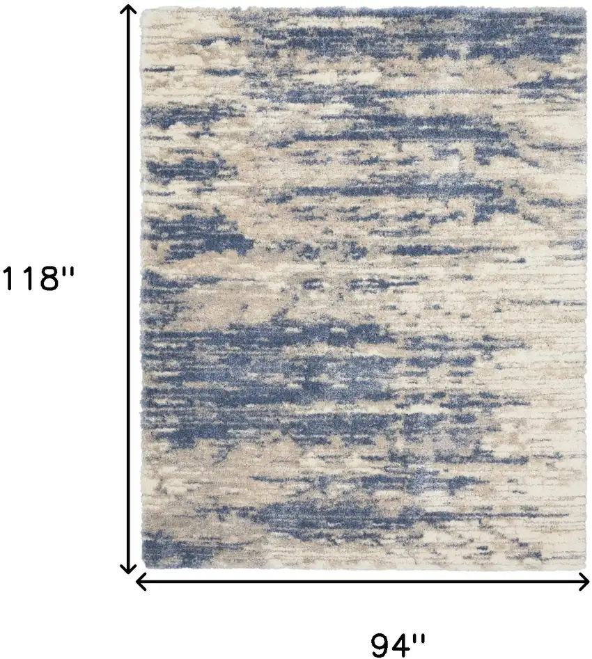 Light Blue Gray and Beige Abstract Shag Area Rug Photo 3