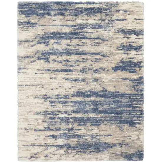 Light Blue Gray and Beige Abstract Shag Area Rug Photo 1