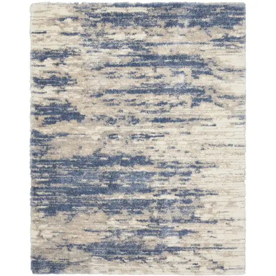 Light Blue Gray and Beige Abstract Shag Area Rug Photo 8