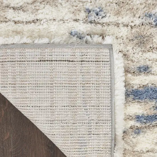 Light Blue Gray and Beige Abstract Shag Area Rug Photo 9