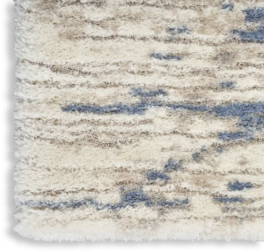 Light Blue Gray and Beige Abstract Shag Area Rug Photo 8