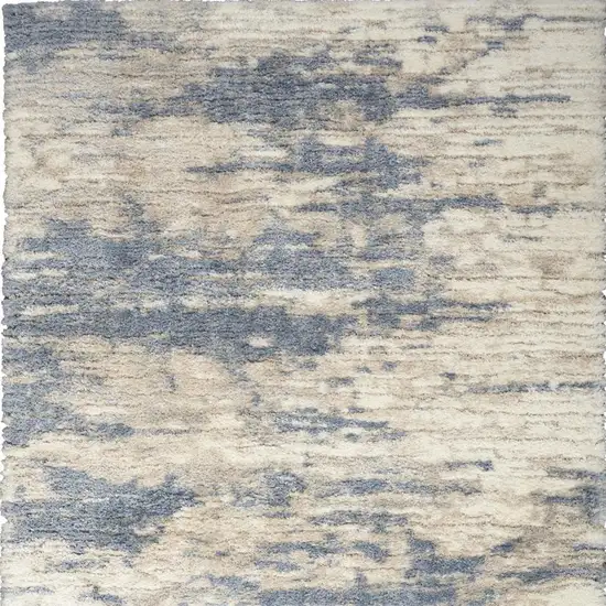 Light Blue Gray and Beige Abstract Shag Area Rug Photo 3