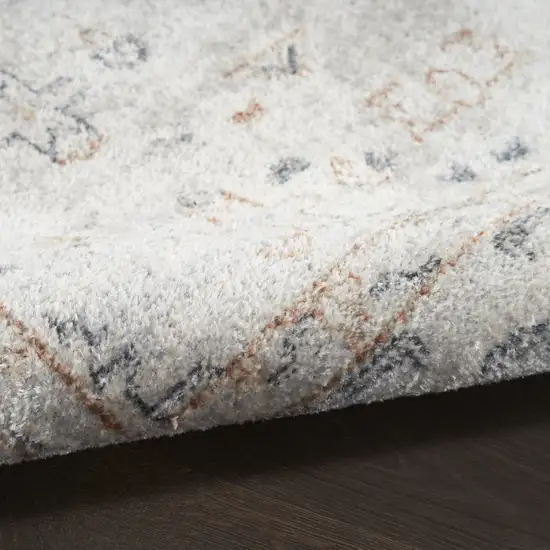 Light Blue Ivory And Brown Floral Medallion Distressed Washable Area Rug Photo 9