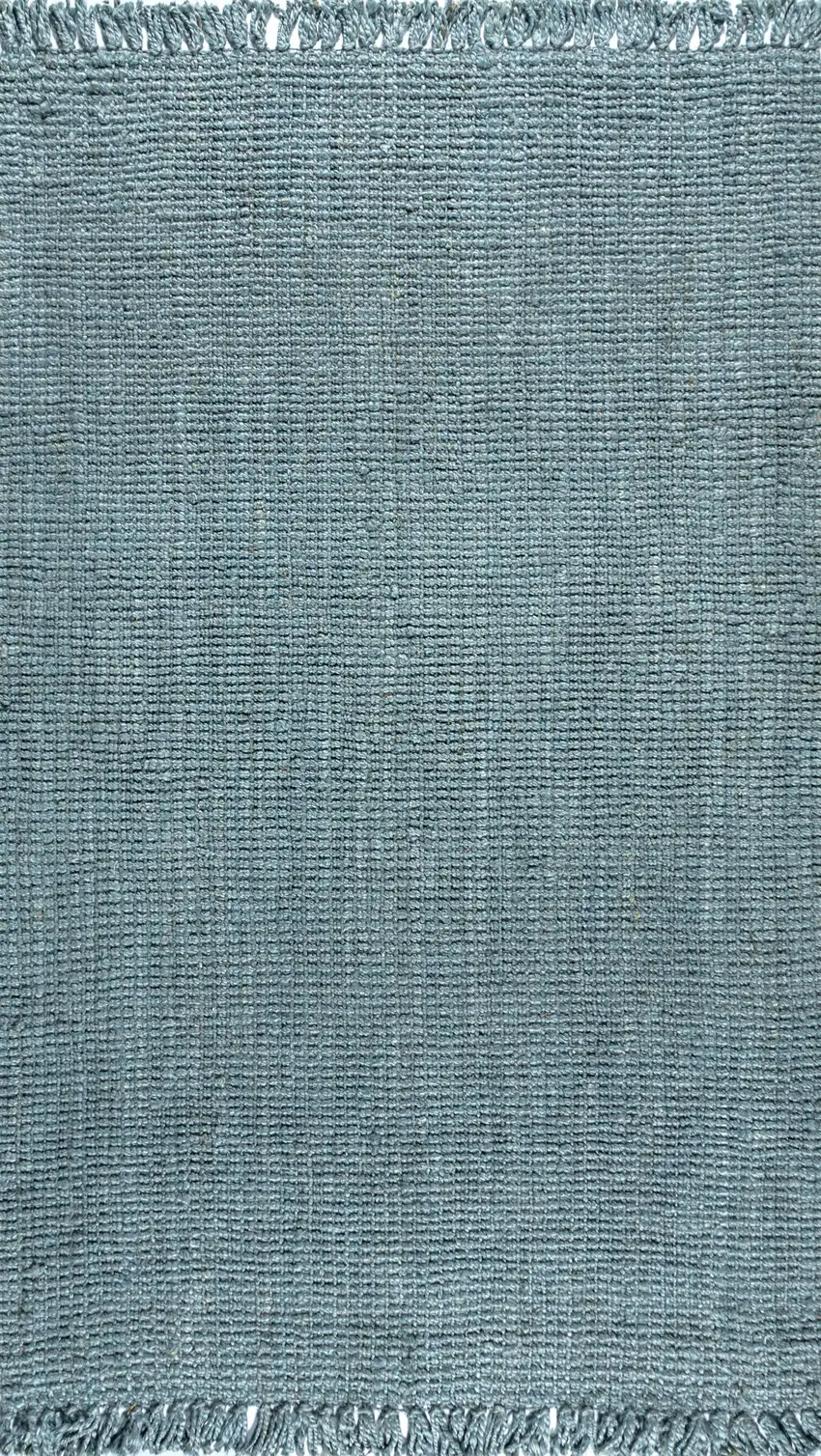 Light Blue Jute Handmade Area Rug With Fringe Photo 1