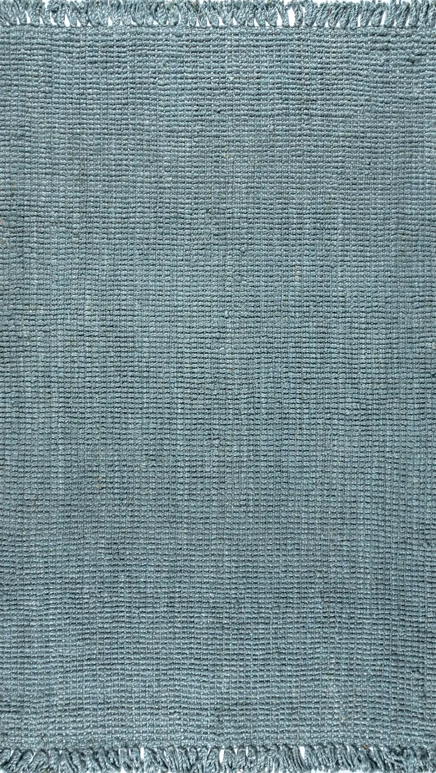 Light Blue Jute Handmade Area Rug With Fringe Photo 3