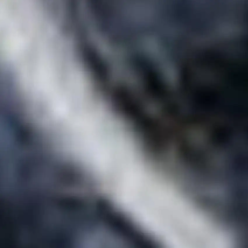 Light Blue Navy Blue and Beige Abstract Shag Area Rug Photo 4