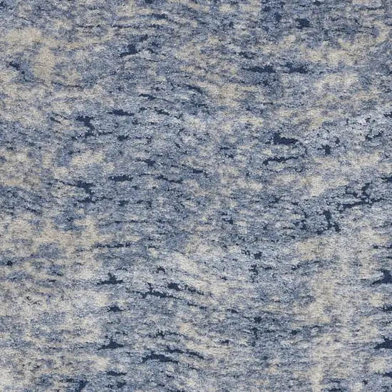 Light Blue Navy Blue and Beige Abstract Shag Area Rug Photo 5