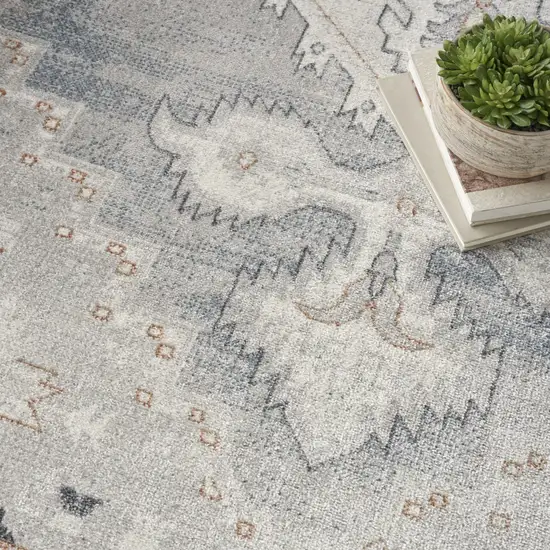 Light Blue Oriental Power Loom Distressed Area Rug Photo 9
