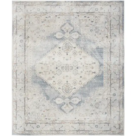 Light Blue Oriental Power Loom Distressed Area Rug Photo 1