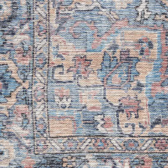Light Blue Oriental Power Loom Distressed Washable Area Rug Photo 4