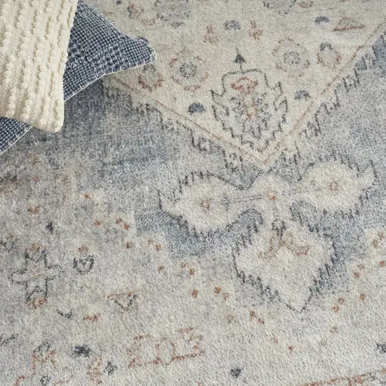 Light Blue Oriental Power Loom Distressed Washable Area Rug Photo 8