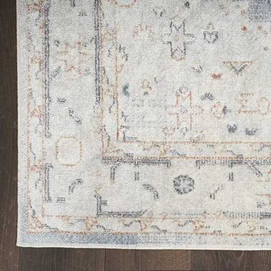 Light Blue Oriental Power Loom Distressed Washable Area Rug Photo 9