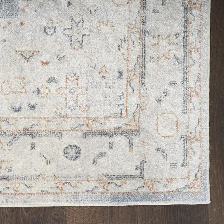 Light Blue Oriental Power Loom Distressed Washable Area Rug Photo 8