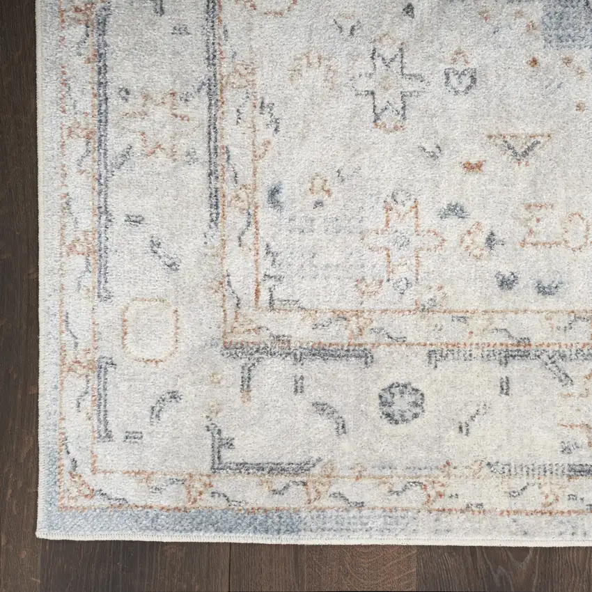 Light Blue Oriental Power Loom Distressed Washable Area Rug Photo 3