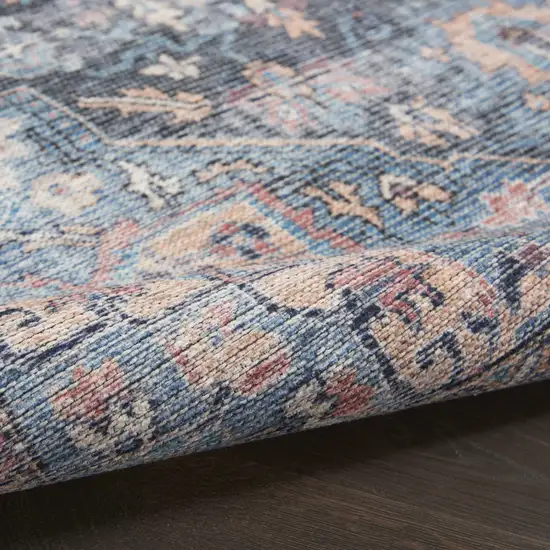 2' X 6' Light Blue Oriental Power Loom Distressed Washable Runner Rug Photo 7