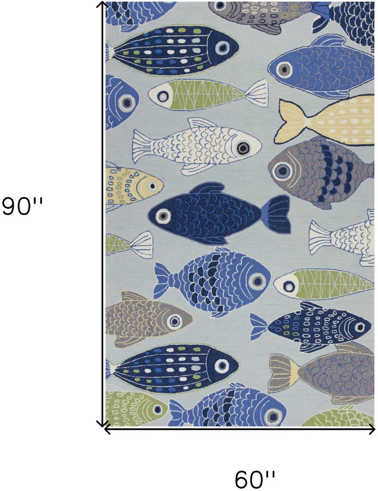 Light Blue School of Fish Indoor Area Rug Photo 3