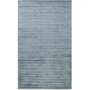 Photo of Light Blue Striped Hand Woven Area Rug