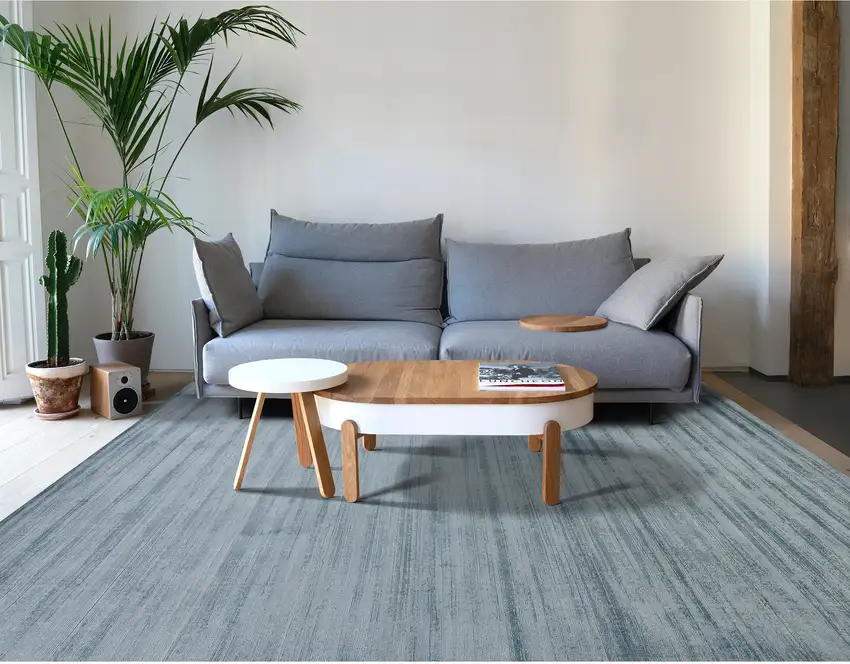 Light Blue Striped Hand Woven Area Rug Photo 8