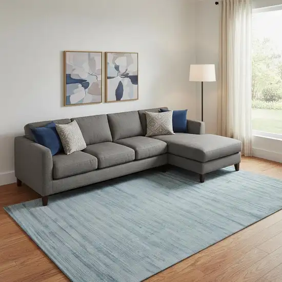 Light Blue Striped Hand Woven Area Rug Photo 1